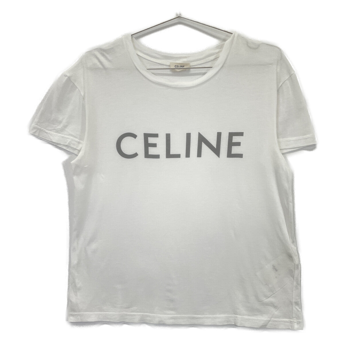 CELINE セリーヌ X237370E ﾎﾜｲﾄ ﾛｺﾞﾌﾟﾘﾝﾄ Tｼｬﾂ ワンピース XS