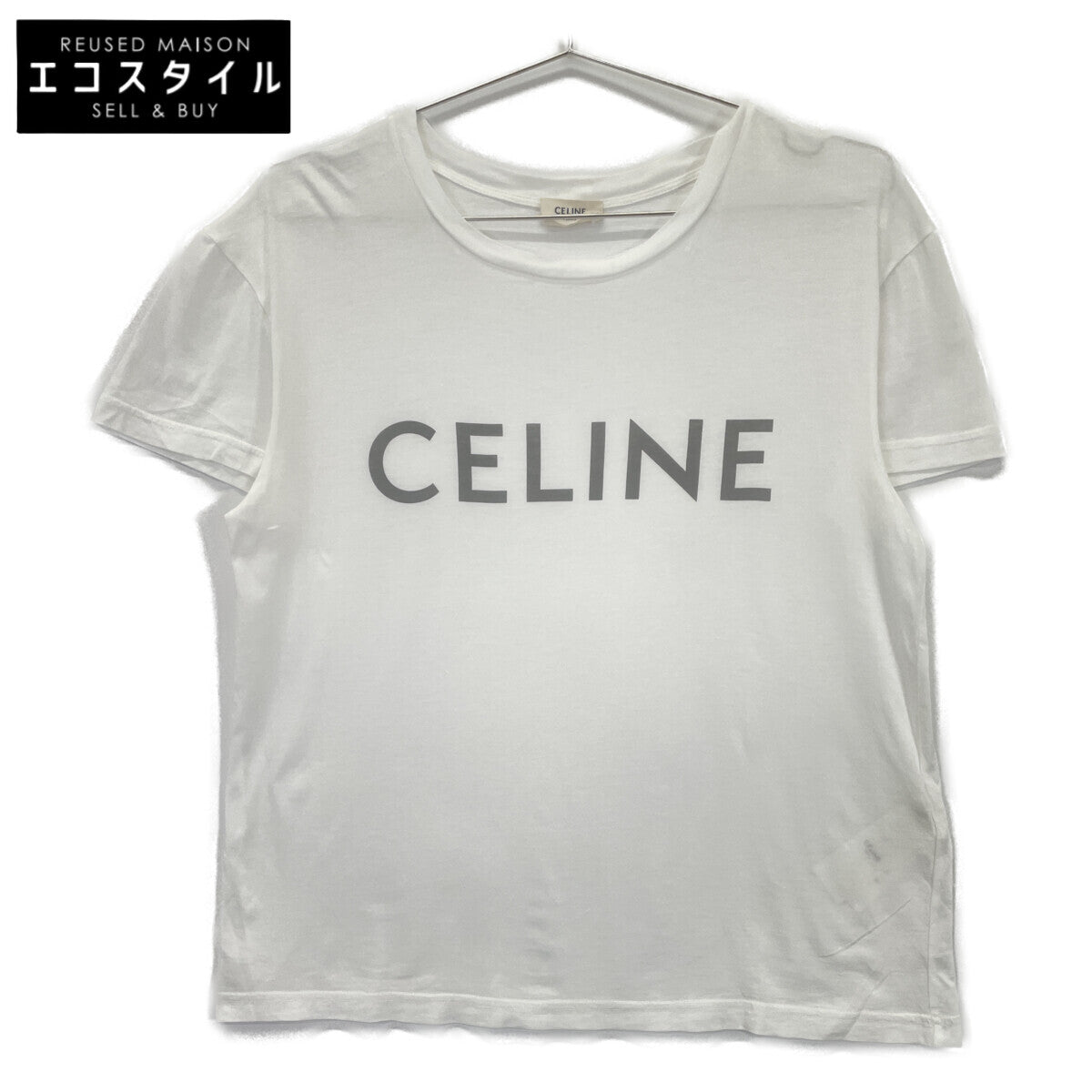 CELINE セリーヌ X237370E ﾎﾜｲﾄ ﾛｺﾞﾌﾟﾘﾝﾄ Tｼｬﾂ ワンピース XS
