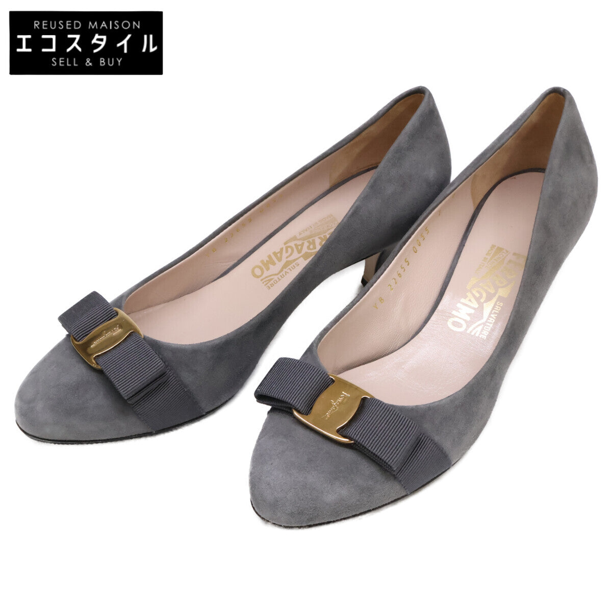 Salvatore Ferragamo サルヴァトーレフェラガモ 【美品】ヴァラリボン ラウンドトゥ シューズ 7D