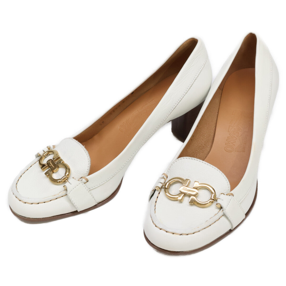 Salvatore Ferragamo サルヴァトーレフェラガモ ガンチーニ ラウンドトゥ ヒール シューズ 8C