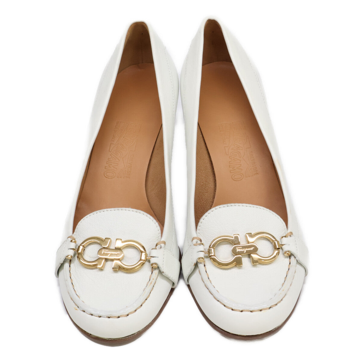 Salvatore Ferragamo サルヴァトーレフェラガモ ガンチーニ ラウンドトゥ ヒール シューズ 8C