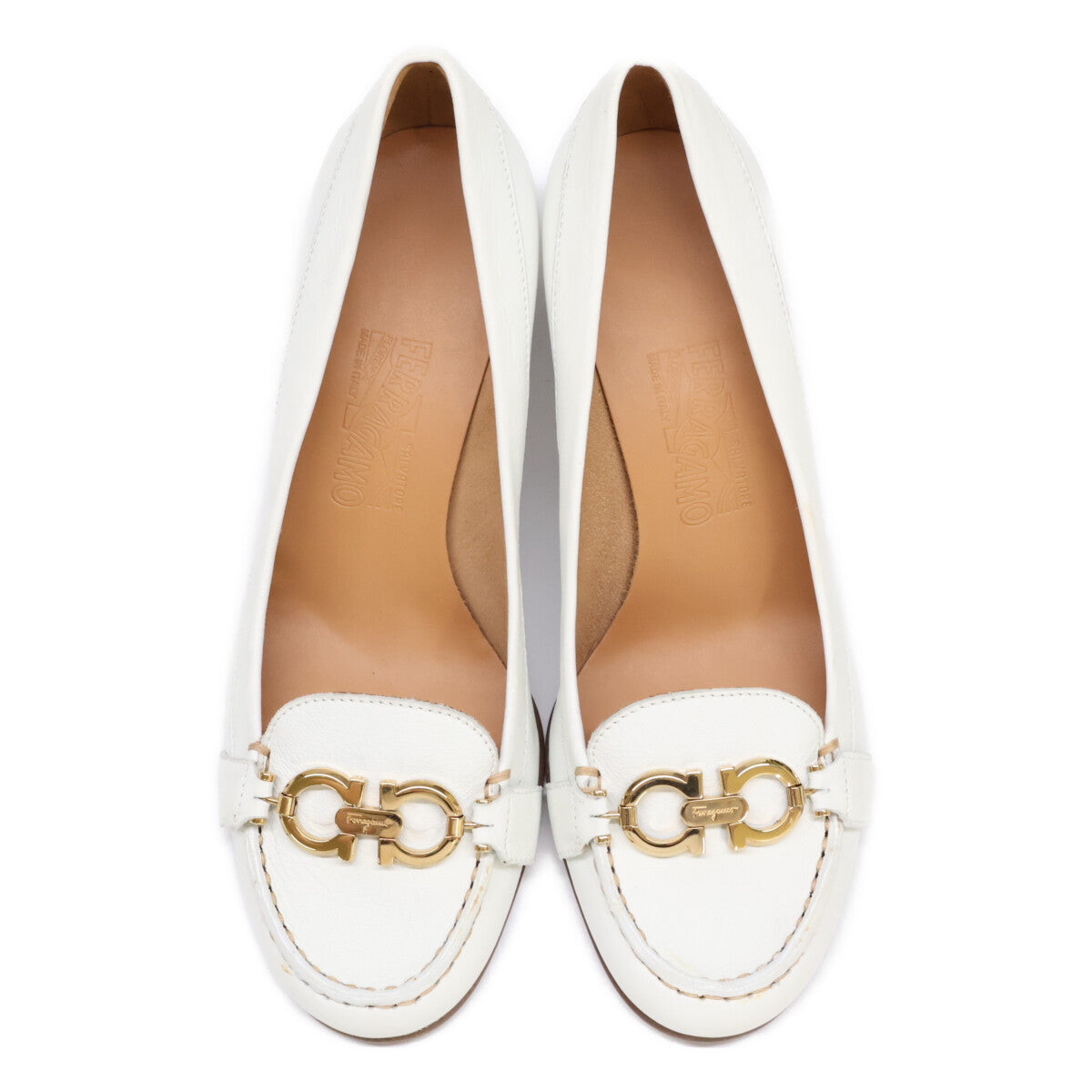 Salvatore Ferragamo サルヴァトーレフェラガモ ガンチーニ ラウンドトゥ ヒール シューズ 8C