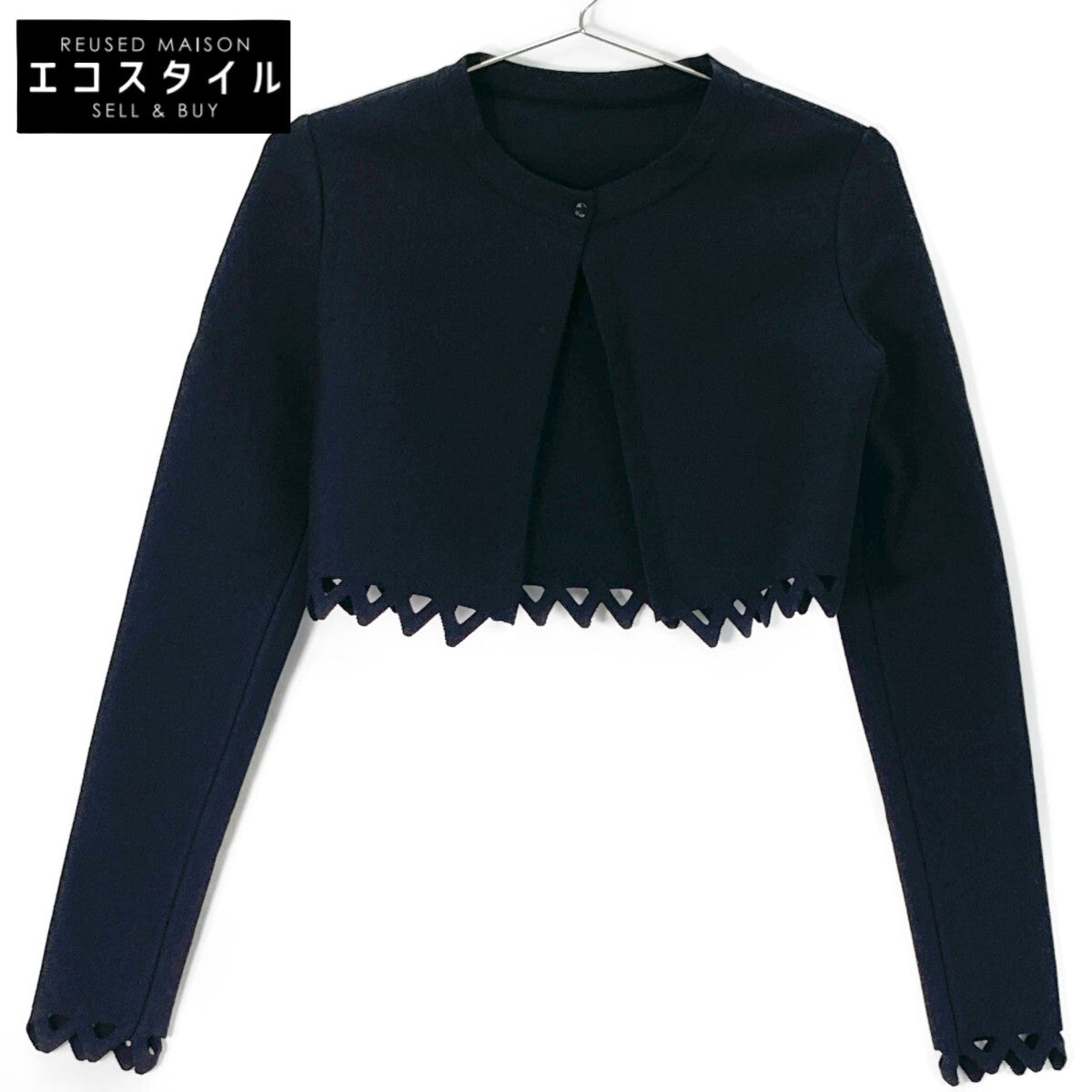 ALAIA アライア ﾌﾞﾗｯｸ ﾚｰﾖﾝ混 ｸﾛｯﾌﾟﾄﾞｶｰﾃﾞｨｶﾞﾝ トップス 36