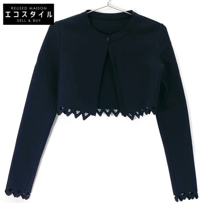 ALAIA アライア ﾌﾞﾗｯｸ ﾚｰﾖﾝ混 ｸﾛｯﾌﾟﾄﾞｶｰﾃﾞｨｶﾞﾝ トップス 36