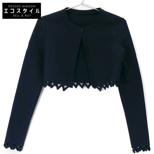 ALAIA アライア ﾌﾞﾗｯｸ ﾚｰﾖﾝ混 ｸﾛｯﾌﾟﾄﾞｶｰﾃﾞｨｶﾞﾝ トップス 36