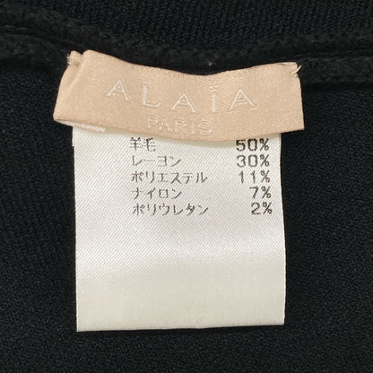 ALAIA アライア ﾌﾞﾗｯｸ ﾚｰﾖﾝ混 ｸﾛｯﾌﾟﾄﾞｶｰﾃﾞｨｶﾞﾝ トップス 36