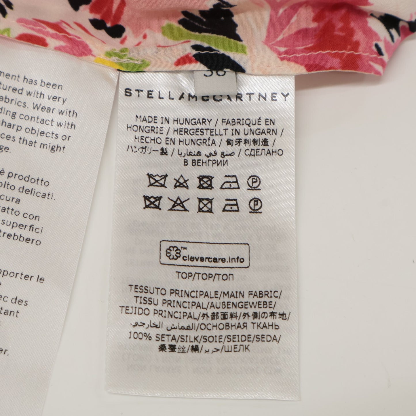 STELLA McCARTNEY ステラマッカートニー 602912 ﾋﾟﾝｸ系 ｼﾙｸ100 花柄 ﾌﾘﾙﾌﾞﾗｳｽ トップス 38