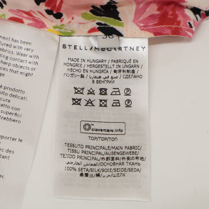STELLA McCARTNEY ステラマッカートニー 602912 ﾋﾟﾝｸ系 ｼﾙｸ100 花柄 ﾌﾘﾙﾌﾞﾗｳｽ トップス 38