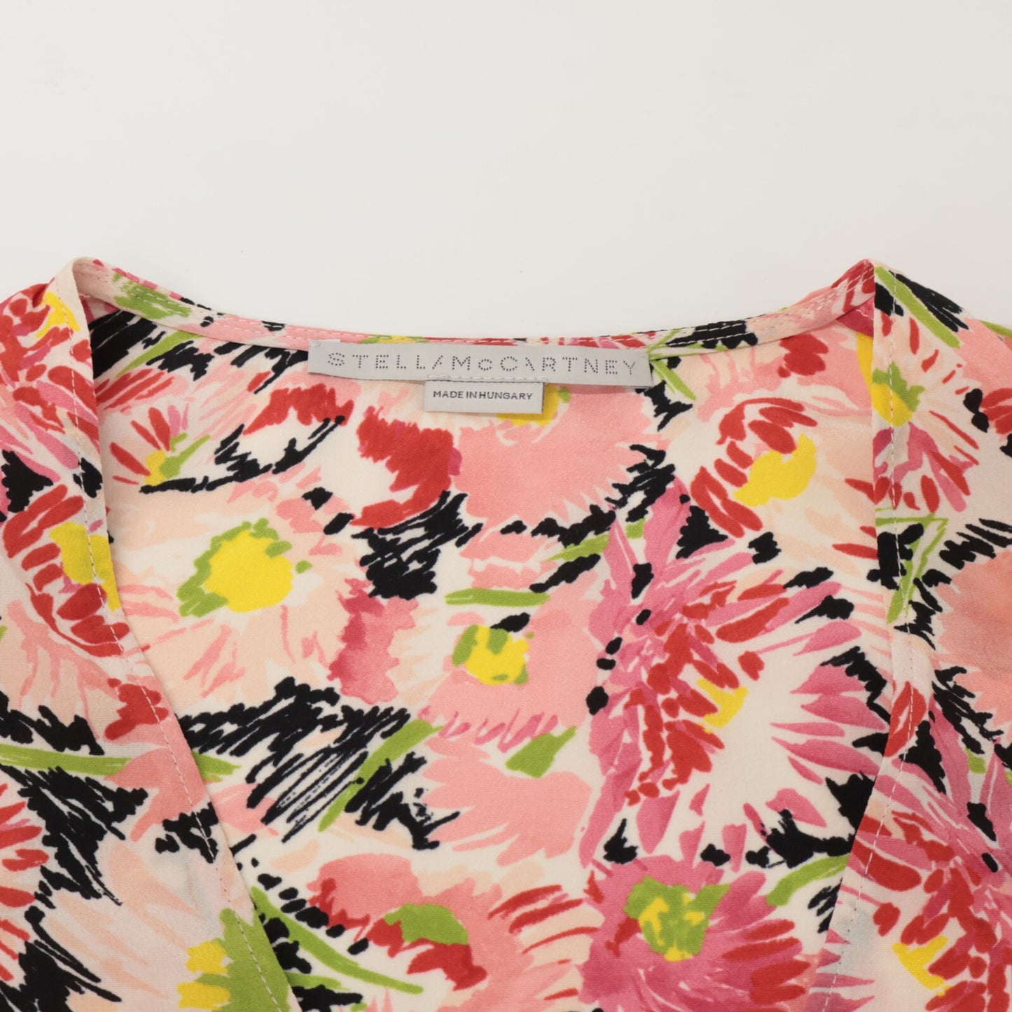 STELLA McCARTNEY ステラマッカートニー 602912 ﾋﾟﾝｸ系 ｼﾙｸ100 花柄 ﾌﾘﾙﾌﾞﾗｳｽ トップス 38