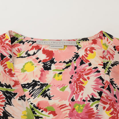 STELLA McCARTNEY ステラマッカートニー 602912 ﾋﾟﾝｸ系 ｼﾙｸ100 花柄 ﾌﾘﾙﾌﾞﾗｳｽ トップス 38