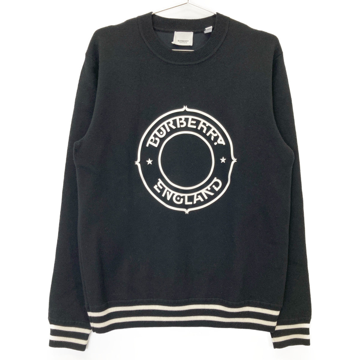 BURBERRY バーバリー 8036088 ﾌﾞﾗｯｸ ﾗﾊﾞｰｻｰｸﾙﾛｺﾞｸﾞﾗﾌｨｯｸ ﾄﾚｰﾅｰ ﾃｨｯｼ期 トップス S