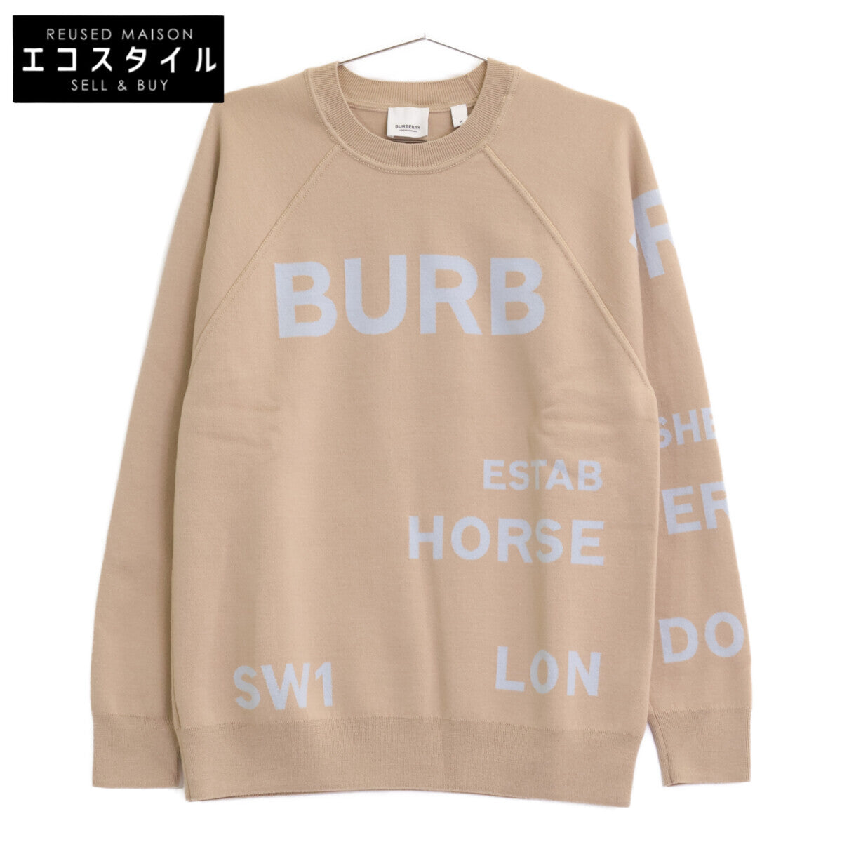 BURBERRY バーバリー 8040224 ﾍﾞｰｼﾞｭ ﾎｰｽﾌｪﾘｰﾆｯﾄｾｰﾀｰ トップス M