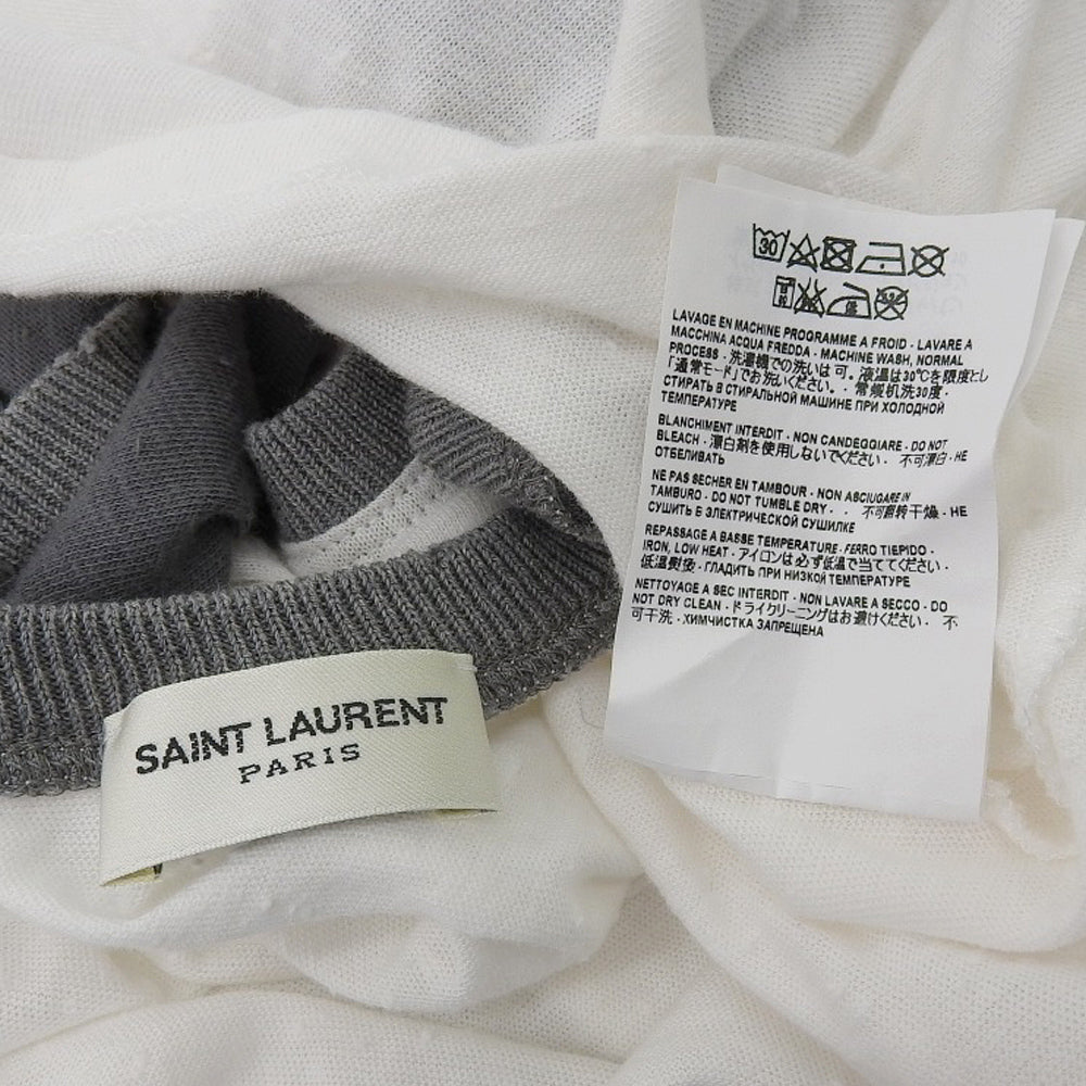 SAINT LAURENT PARIS サンローランパリ 美品 ロゴ ラグラン Tシャツ トップス レディース ホワイト×グレー XS 527674 18年 トップス XS