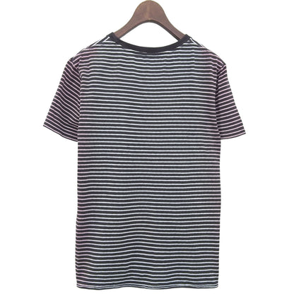 SAINT LAURENT PARIS サンローランパリ グラデーション ボーダー Tシャツ トップス レディース ホワイト×ブラック XS 644057 20年 トップス XS