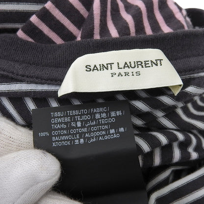 SAINT LAURENT PARIS サンローランパリ グラデーション ボーダー Tシャツ トップス レディース ホワイト×ブラック XS 644057 20年 トップス XS