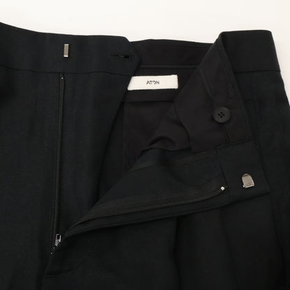 ATON エイトン ﾌﾞﾗｯｸ PRAGCW0701 SILK WASHI TWILL ﾜｲﾄﾞﾊﾟﾝﾂ ボトムス 4