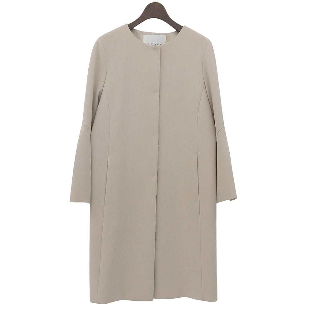 ANAYI アナイ 美品 ダブルクロスフレアスリーブコート レディース ベージュ 38 コート 38