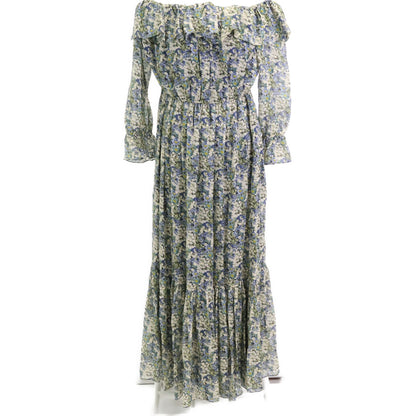 CELINE セリーヌ 【美品/国内正規】2R618179J フラワープリント シルク オフショルダー マキシドレス/ ワンピース 36