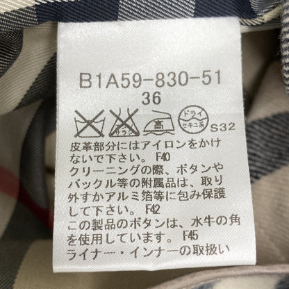 BURBERRY LONDON バーバリーロンドン B1A59-830-51 ﾍﾞｰｼﾞｭ ｺｯﾄﾝ 裏地ﾉﾊﾞﾁｪｯｸ ﾄﾚﾝﾁｺｰﾄ コート 36