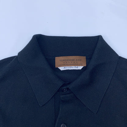 TOMORROWLAND トゥモローランド 61-02-12-02002 ﾌﾞﾗｯｸ ｼﾙｸｺｯﾄﾝ ﾆｯﾄﾎﾟﾛｼｬﾂ SESIA トップス M