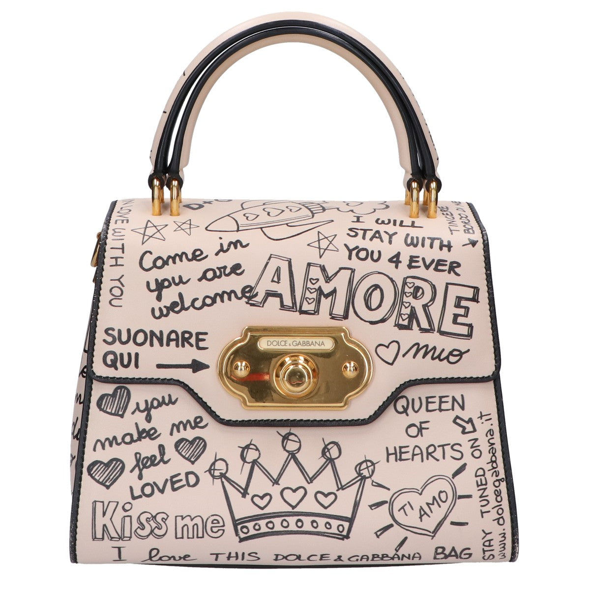 DOLCE&GABBANA ドルチェアンドガッバーナ AMORE WELCOME レザー ダブルハンドル ハンドバッグ