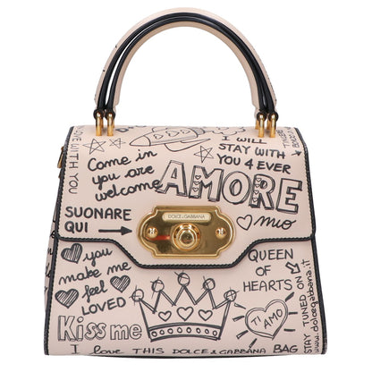 DOLCE&GABBANA ドルチェアンドガッバーナ AMORE WELCOME レザー ダブルハンドル ハンドバッグ