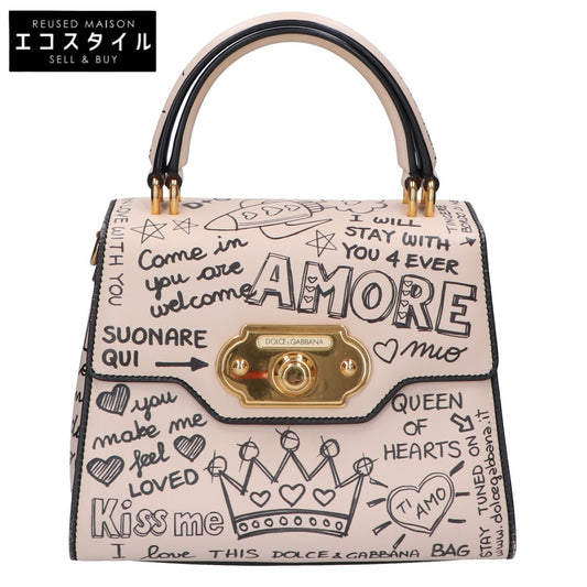 DOLCE&GABBANA ドルチェアンドガッバーナ AMORE WELCOME レザー ダブルハンドル ハンドバッグ