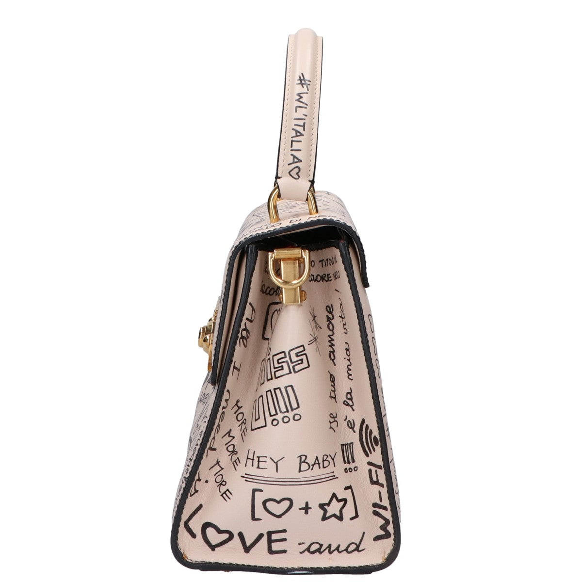 DOLCE&GABBANA ドルチェアンドガッバーナ AMORE WELCOME レザー ダブルハンドル ハンドバッグ