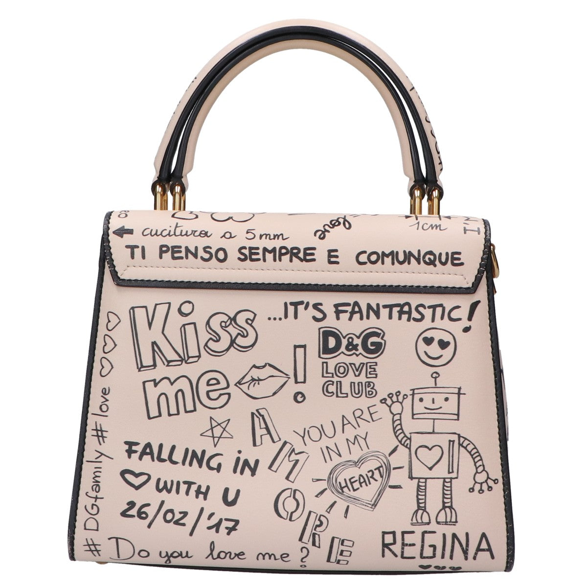 DOLCE&GABBANA ドルチェアンドガッバーナ AMORE WELCOME レザー ダブルハンドル ハンドバッグ