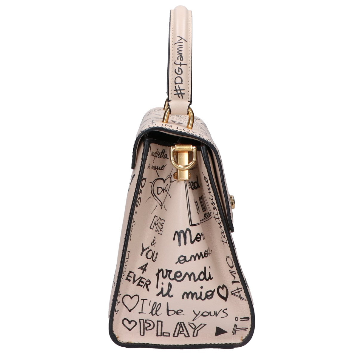 DOLCE&GABBANA ドルチェアンドガッバーナ AMORE WELCOME レザー ダブルハンドル ハンドバッグ