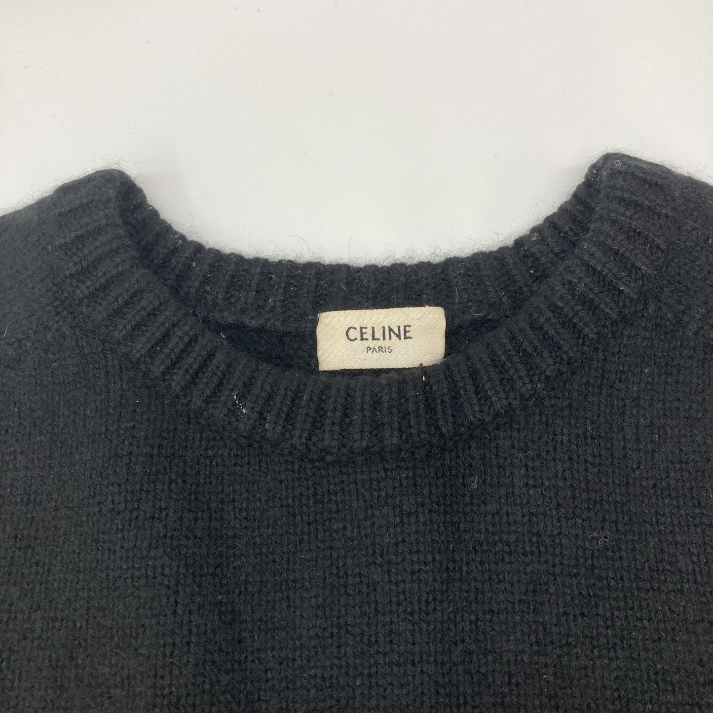 CELINE セリーヌ 2A172384D ｴﾃﾞｨ期 ﾌﾞﾗｯｸ ｶｼﾐﾔ100 ｸﾙｰﾈｯｸ ﾆｯﾄｾｰﾀｰ トップス S