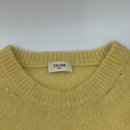 CELINE セリーヌ 2A21L739M ｴﾃﾞｨ期 ｲｴﾛｰ ｶｼﾐﾔｼﾙｸ ｸﾙｰﾈｯｸ ﾆｯﾄｾｰﾀｰ トップス M