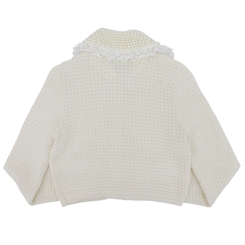 alice+olivia アリスオリビア パール×レースカラー ニットカーディガン レディース ホワイト XS トップス XS