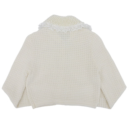 alice+olivia アリスオリビア パール×レースカラー ニットカーディガン レディース ホワイト XS トップス XS