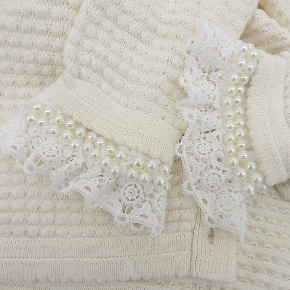 alice+olivia アリスオリビア パール×レースカラー ニットカーディガン レディース ホワイト XS トップス XS