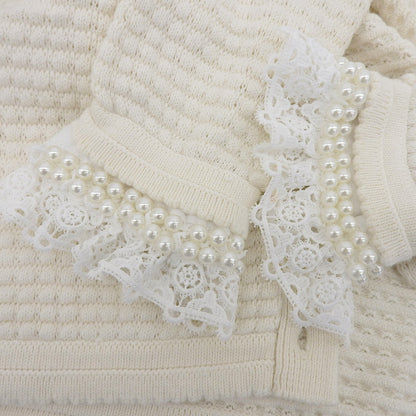 alice+olivia アリスオリビア パール×レースカラー ニットカーディガン レディース ホワイト XS トップス XS