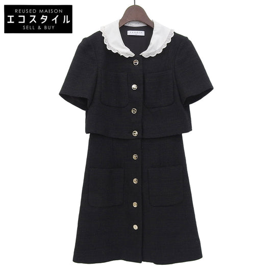 sandro サンドロ ショートツイードドレス ワンピース レディース ブラック 34 SFPRO01916-20 ワンピース 34