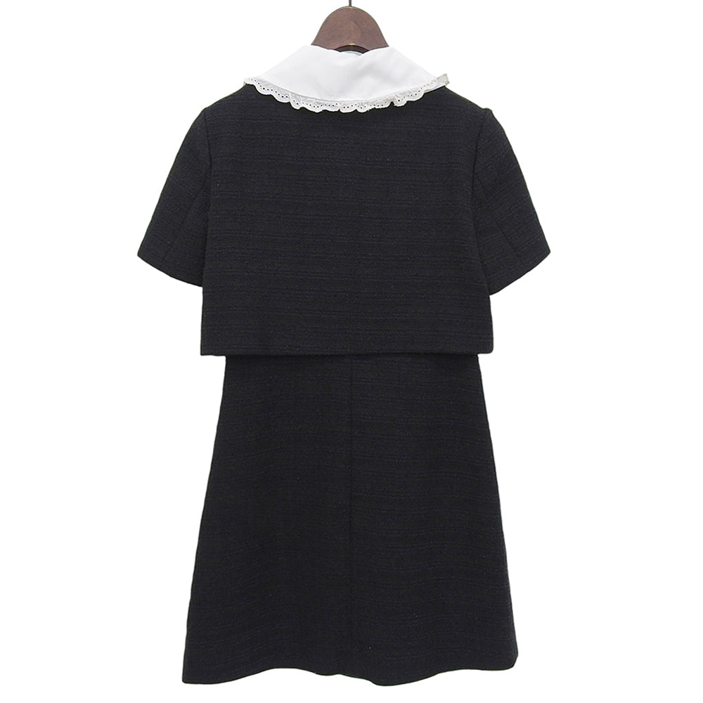 sandro サンドロ ショートツイードドレス ワンピース レディース ブラック 34 SFPRO01916-20 ワンピース 34
