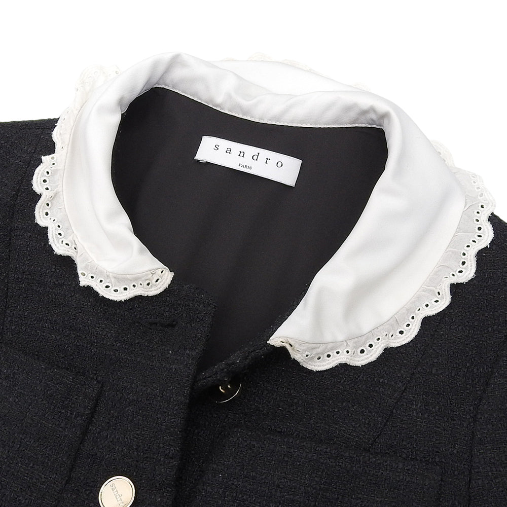 sandro サンドロ ショートツイードドレス ワンピース レディース ブラック 34 SFPRO01916-20 ワンピース 34