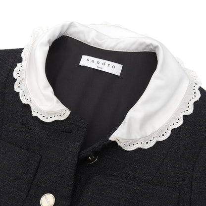 sandro サンドロ ショートツイードドレス ワンピース レディース ブラック 34 SFPRO01916-20 ワンピース 34