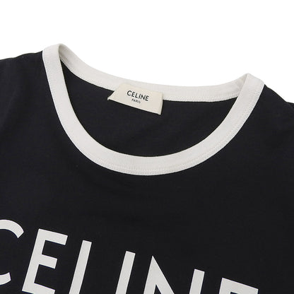 CELINE セリーヌ 美品 CELINE PARIS コットン リンガーTシャツ トップス レディース ブラック ホワイト XS 2X872671Q.38W トップス XS