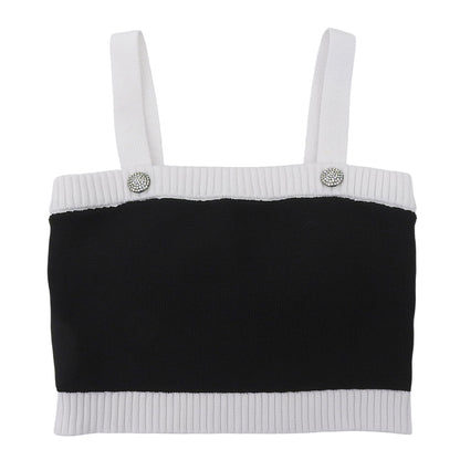 sheller シェリエ 美品 bijou button knit bustier トップス レディース ブラック ホワイト F SL191040520 トップス F
