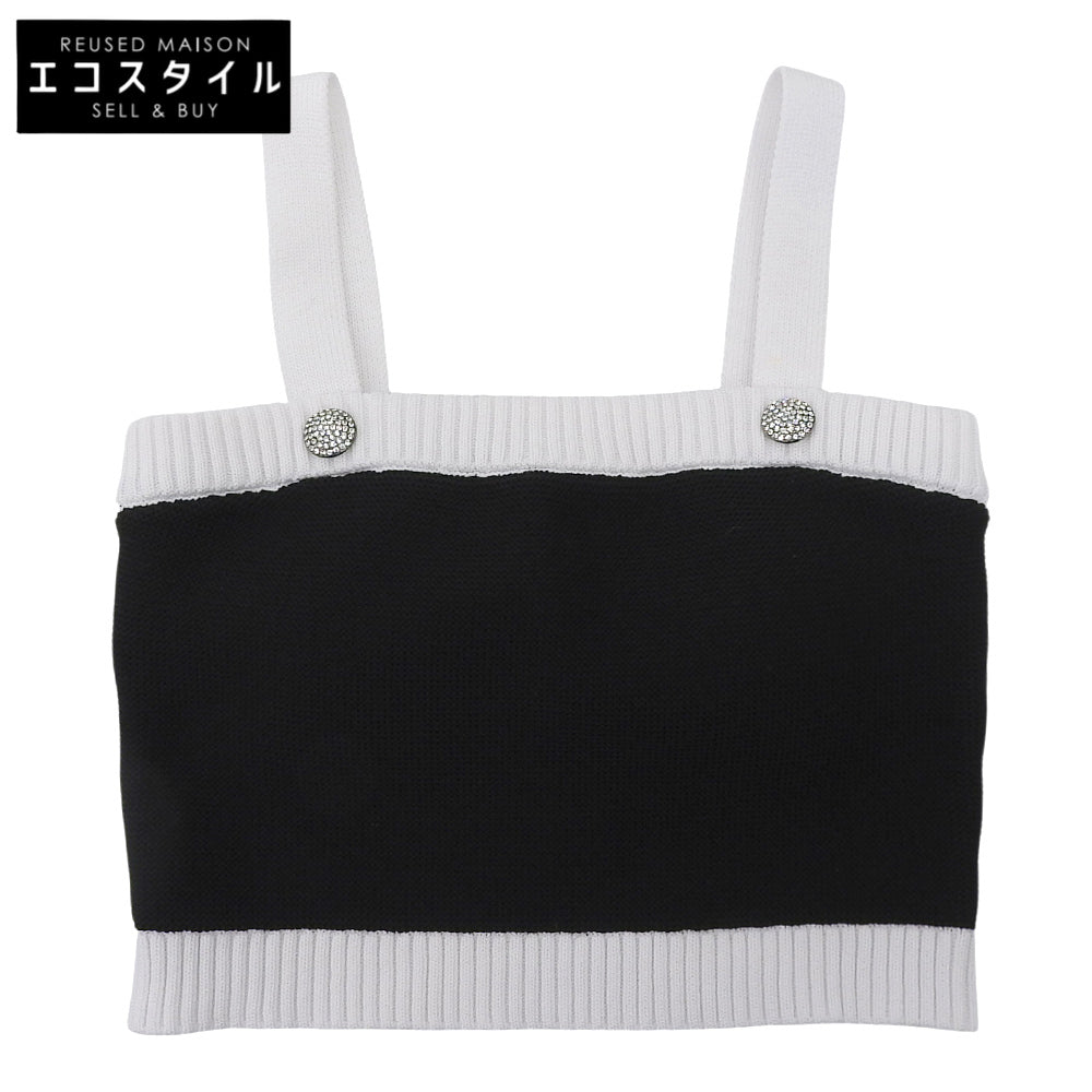 sheller シェリエ 美品 bijou button knit bustier トップス レディース ブラック ホワイト F SL191040520 トップス F