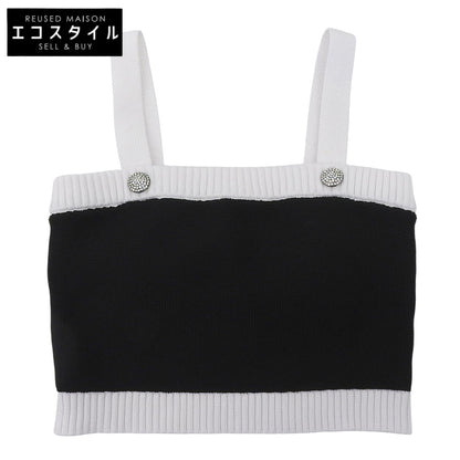 sheller シェリエ 美品 bijou button knit bustier トップス レディース ブラック ホワイト F SL191040520 トップス F
