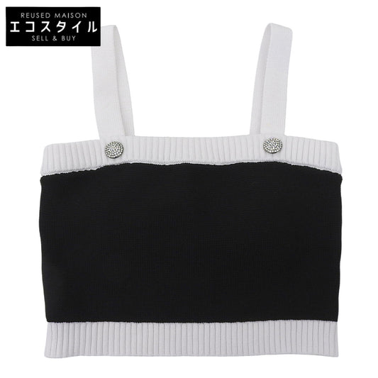 sheller シェリエ 美品 bijou button knit bustier トップス レディース ブラック ホワイト F SL191040520 トップス F