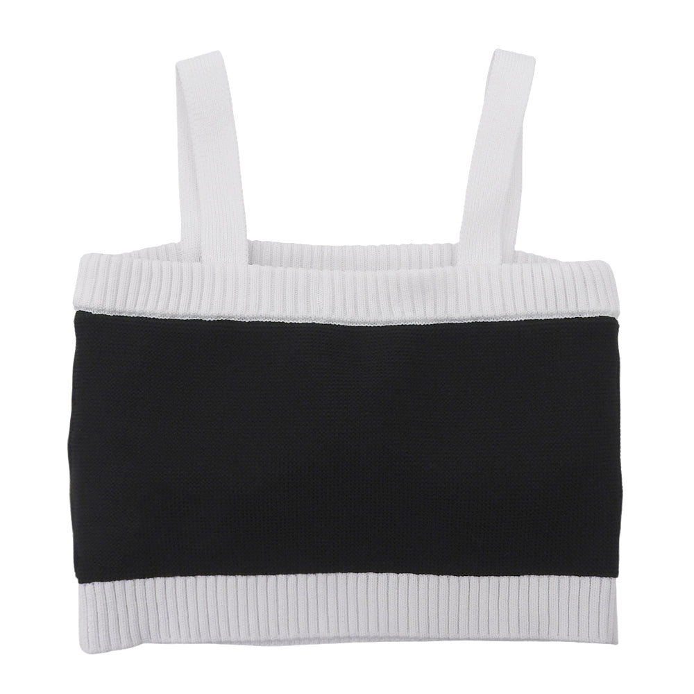 sheller シェリエ 美品 bijou button knit bustier トップス レディース ブラック ホワイト F SL191040520 トップス F