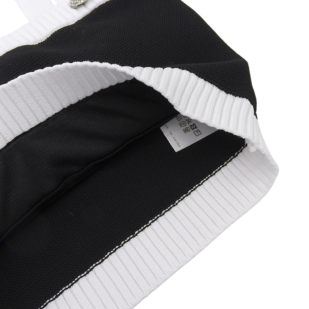 sheller シェリエ 美品 bijou button knit bustier トップス レディース ブラック ホワイト F SL191040520 トップス F