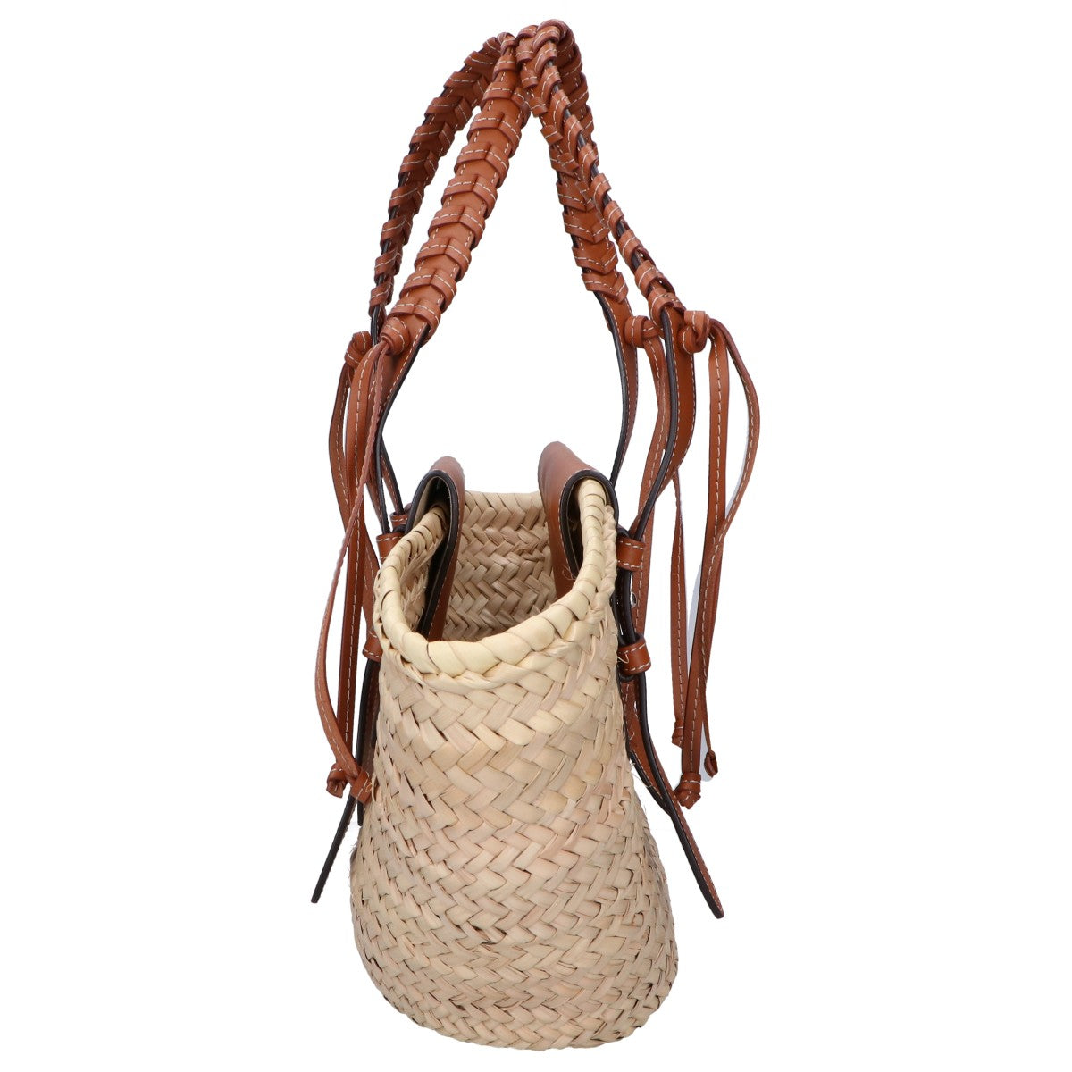 TOD'S トッズ 【新品同様】ラフィア/レザー バケットバッグ ミディアム/ トートバッグ