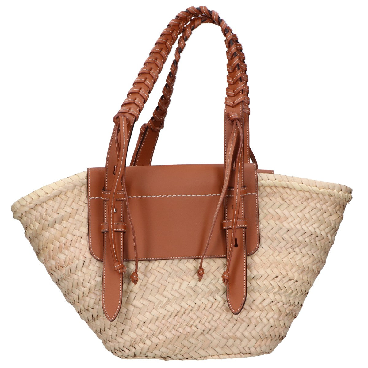 TOD'S トッズ 【新品同様】ラフィア/レザー バケットバッグ ミディアム/ トートバッグ