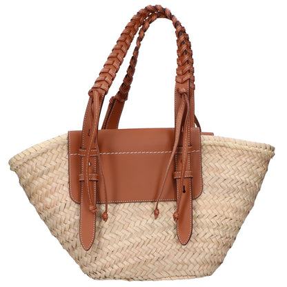 TOD'S トッズ 【新品同様】ラフィア/レザー バケットバッグ ミディアム/ トートバッグ